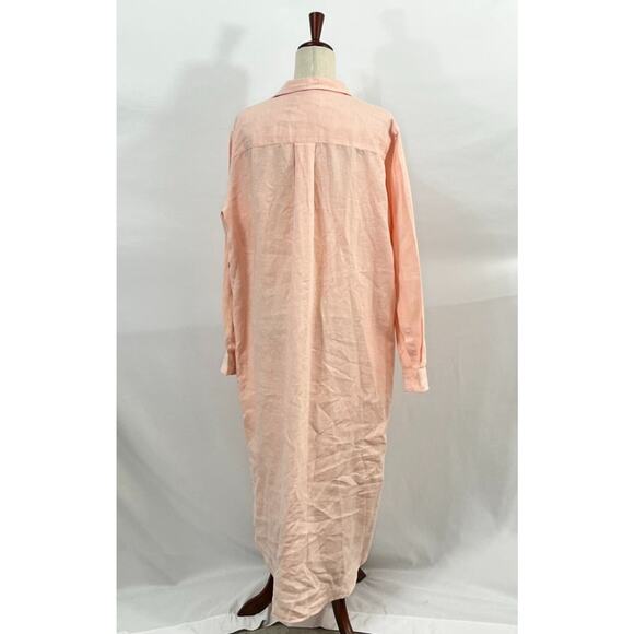 FRANK & EILEEN Sz L Large Peach Coral Linen Rory Maxi Shirt Dress - Picture 3 of 9